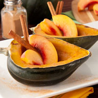 Baked Maple Peach Acorn Squash Dessert