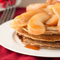 Maple Cinnamon Protein Pancakes with Glazed Apples