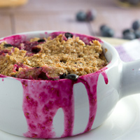 5 Minute Blueberry Quinoa Flake Bake with Lemon Cream