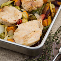 Maple Dijon Roasted Vegetables and Chicken