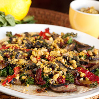 Emily’s Portabella Flatbread with Walnut “Cheese”
