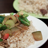 Sweet teriyaki stir fry & cumin lentils