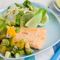 Citrus Salsa with Salmon and Bok Choy