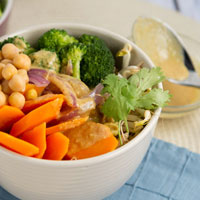 Vegan Sprout Bowl with Creamy Curry Sauce