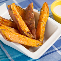 Rosemary Sweet Potato Wedges with Skinny Garlic Aioli