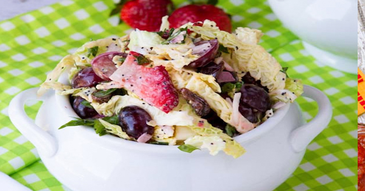 Pretty Poppyseed and Strawberry Coleslaw - Healthful Pursuit