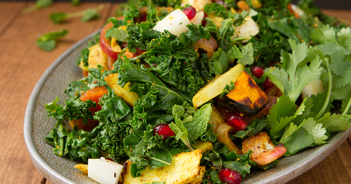 Paleo Coconut Chunk Curried Kale Salad Healthful Pursuit