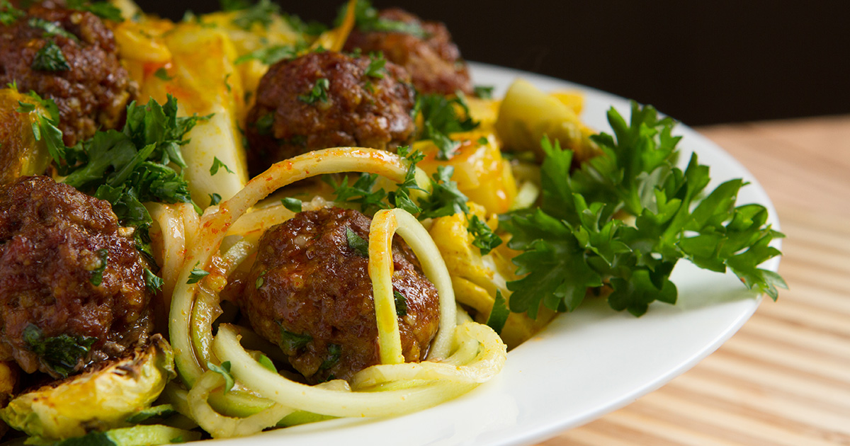 Sriracha “Spaghetti” + Meatballs - Healthful Pursuit