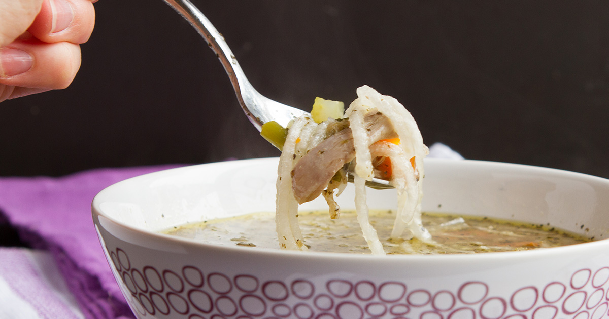 Low-Carb Chicken “Noodle” Soup - Healthful Pursuit