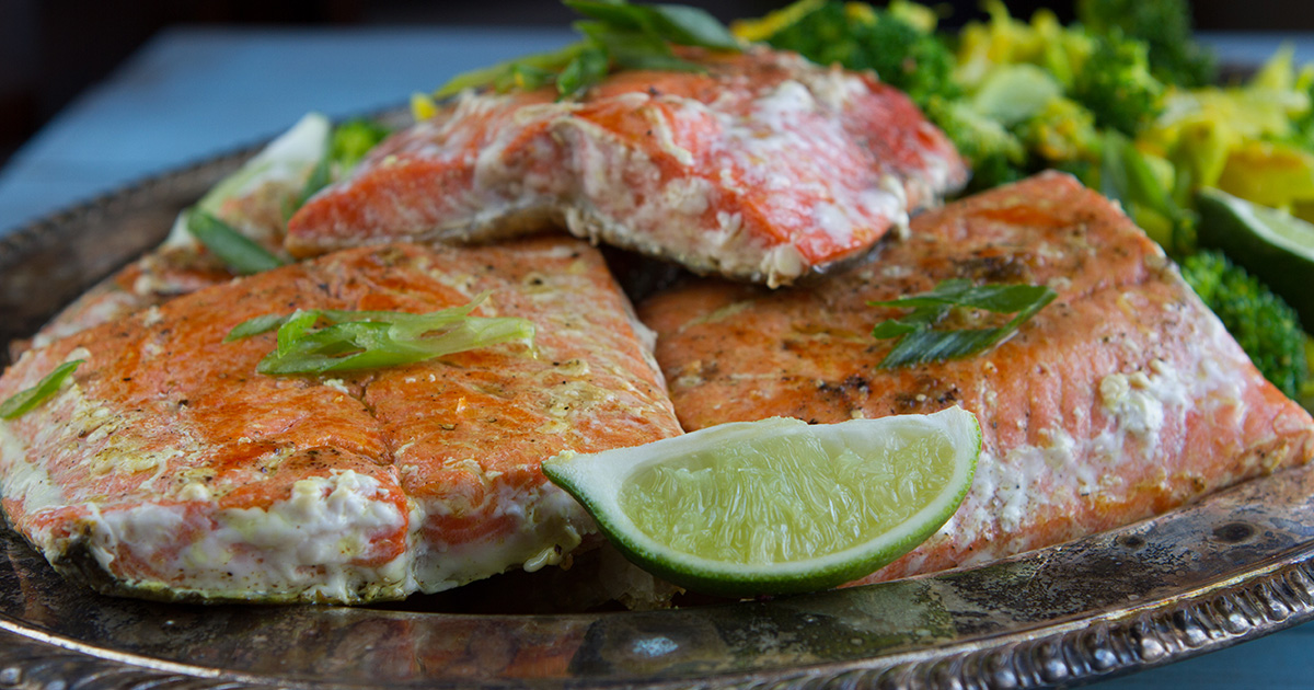 Salmon and Creamy Turmeric Veggies - Healthful Pursuit