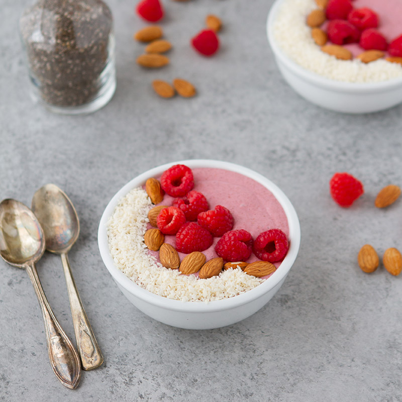 Keto Raspberry Breakfast Pudding Bowl - Healthful Pursuit