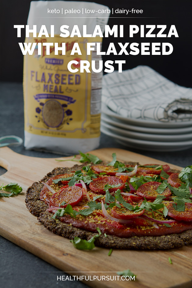 Thai Salami Pizza with Flaxseed Crust #keto #lowcarb #highfat #theketodiet