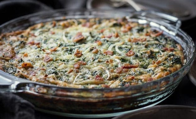 Crustless Spinach Quiche with Bacon