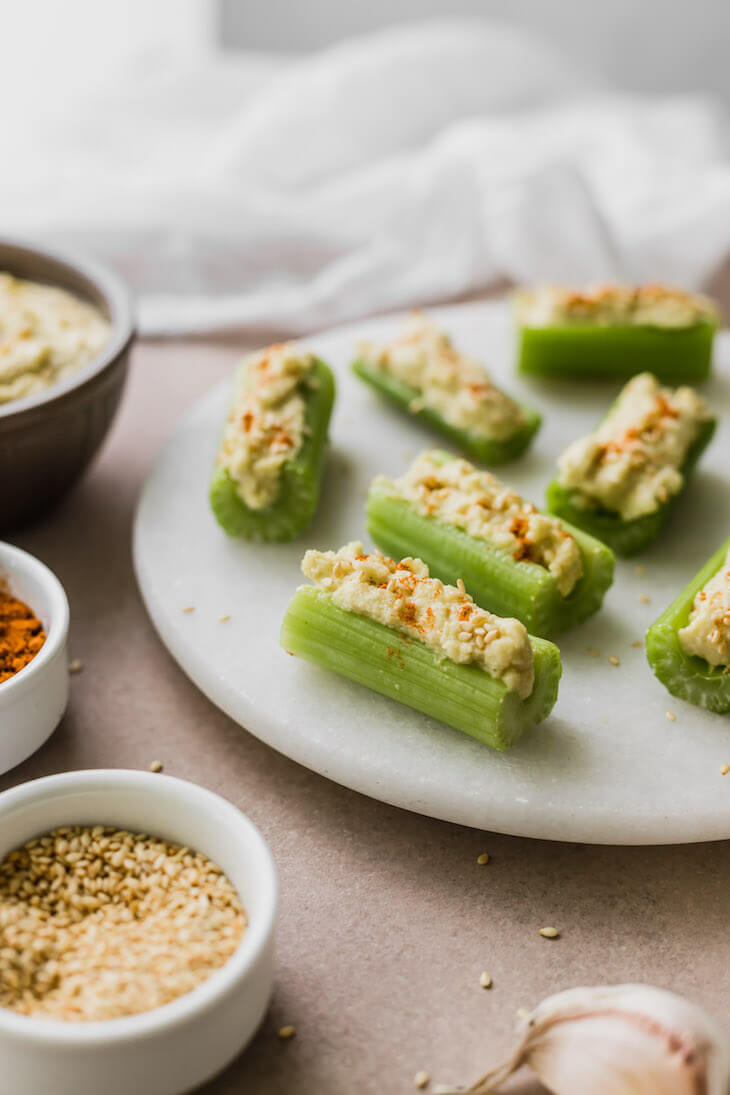 Vegan Keto Hummus Celery Boats Healthful Pursuit