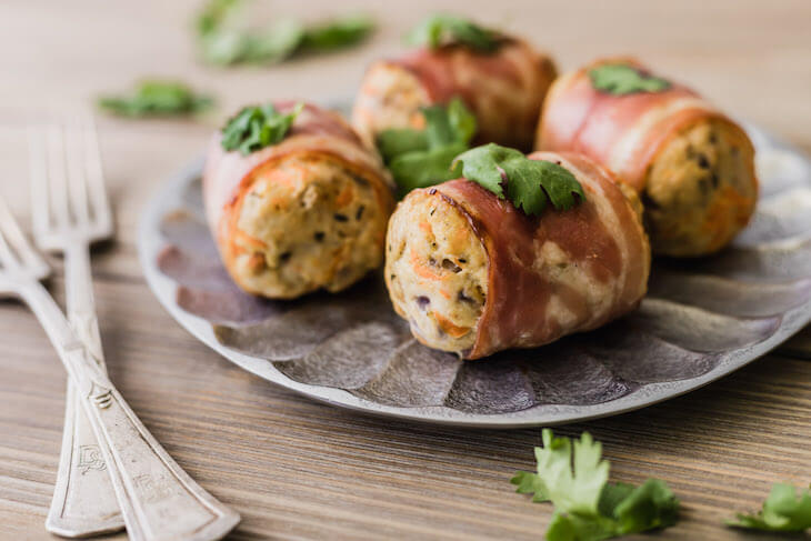 Bacon-Wrapped Turkey Mini Meatloaves