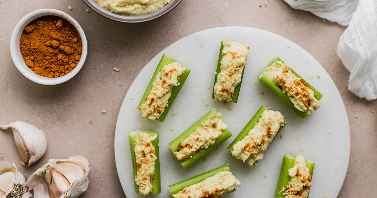Vegan Keto Hummus Celery Boats Healthful Pursuit