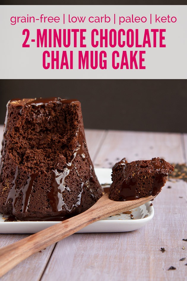 (No Sugar!) Flourless Chocolate Chai Mug Cake #lowcarb #keto #paleo #sugarfree