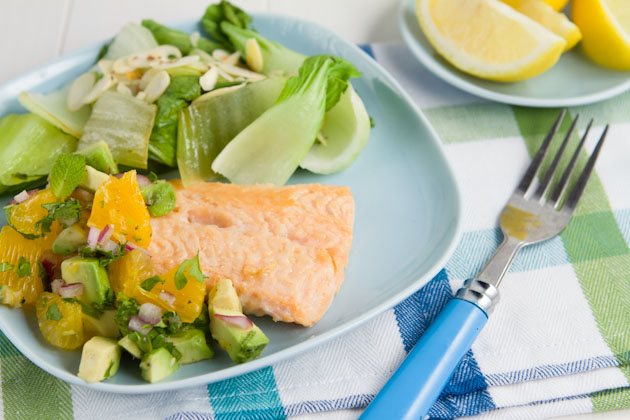 Citrus Salsa with Salmon and Bok Choy