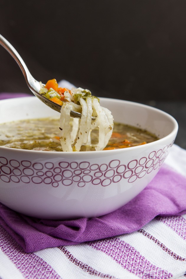 Low-Carb Chicken “Noodle” Soup #paleo #keto #grainfree