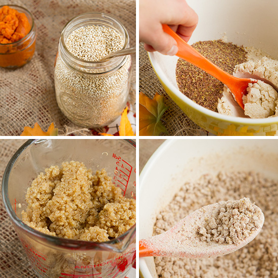 Process shots of how to make quinoa cookies